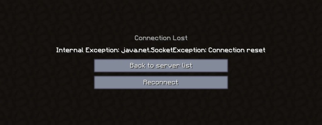 internal exception java.net.socketexception connection reset