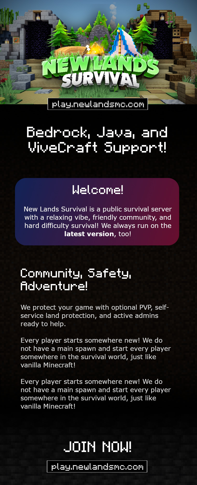 New Lands Survival Minecraft Server